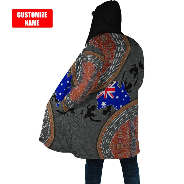 Custom name Australian Flag Aboriginal dots Zip pattern 3D printed summer shirts