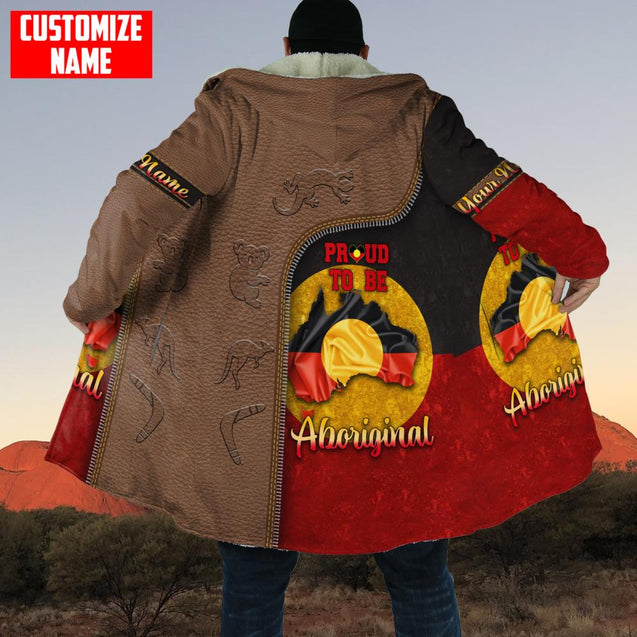 Custom name Totem Pattern Proud to be Aboriginal Flag 3D design printed Cloak