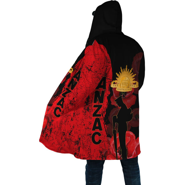 Premium Anzac Day New Zealand And Australia Culture Poppy 3D Printed Unisex Cloak TN