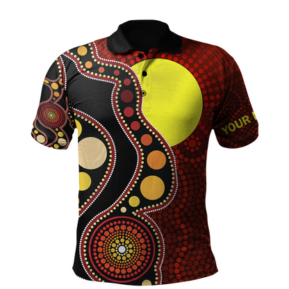 Custom name Aboriginal Flag Circle Dot Painting Art 3D design shirts