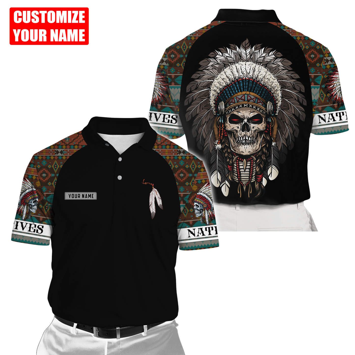 Customized name Native American 3D All Over Printed Unisex Shirts