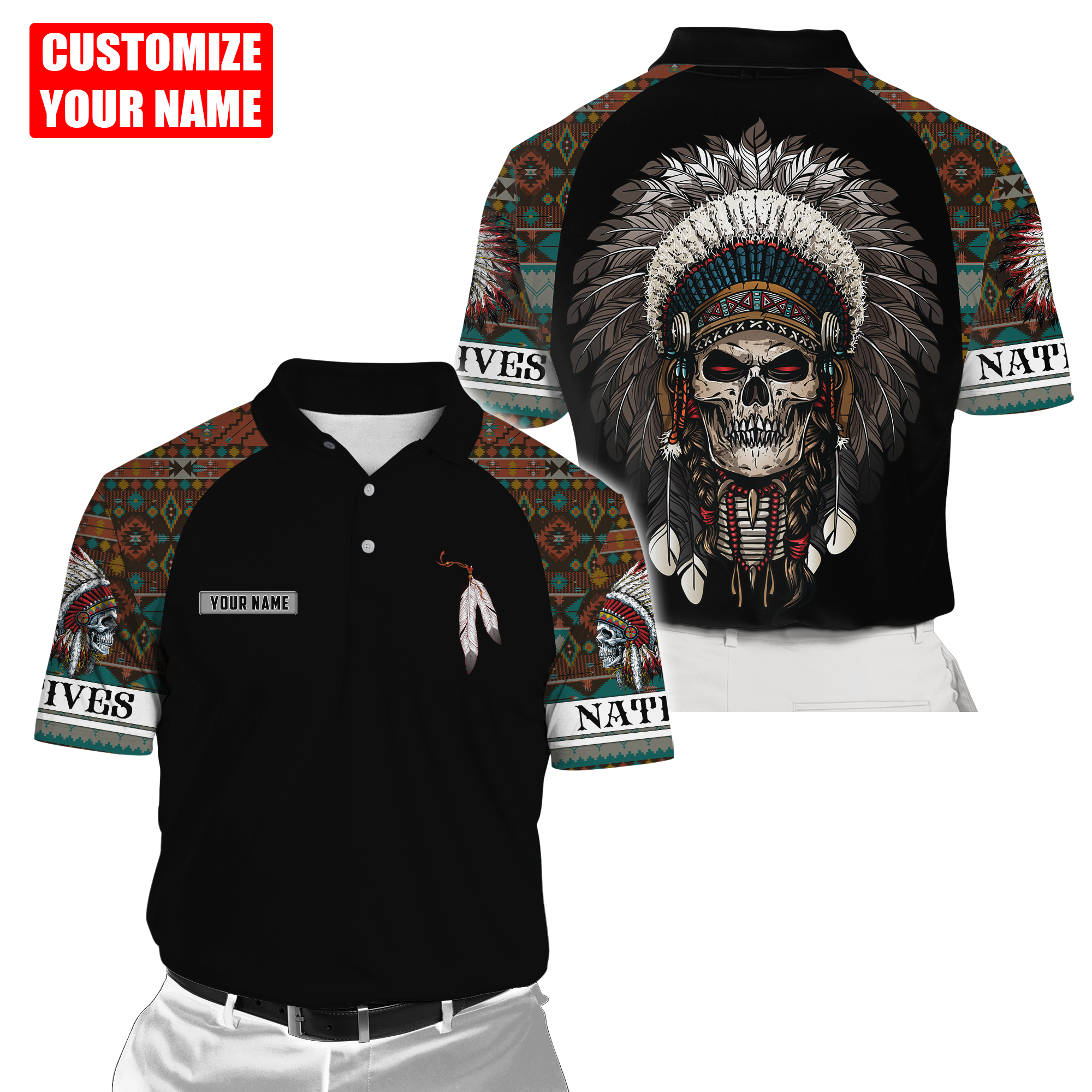 Customized name Native American 3D All Over Printed Unisex Shirts