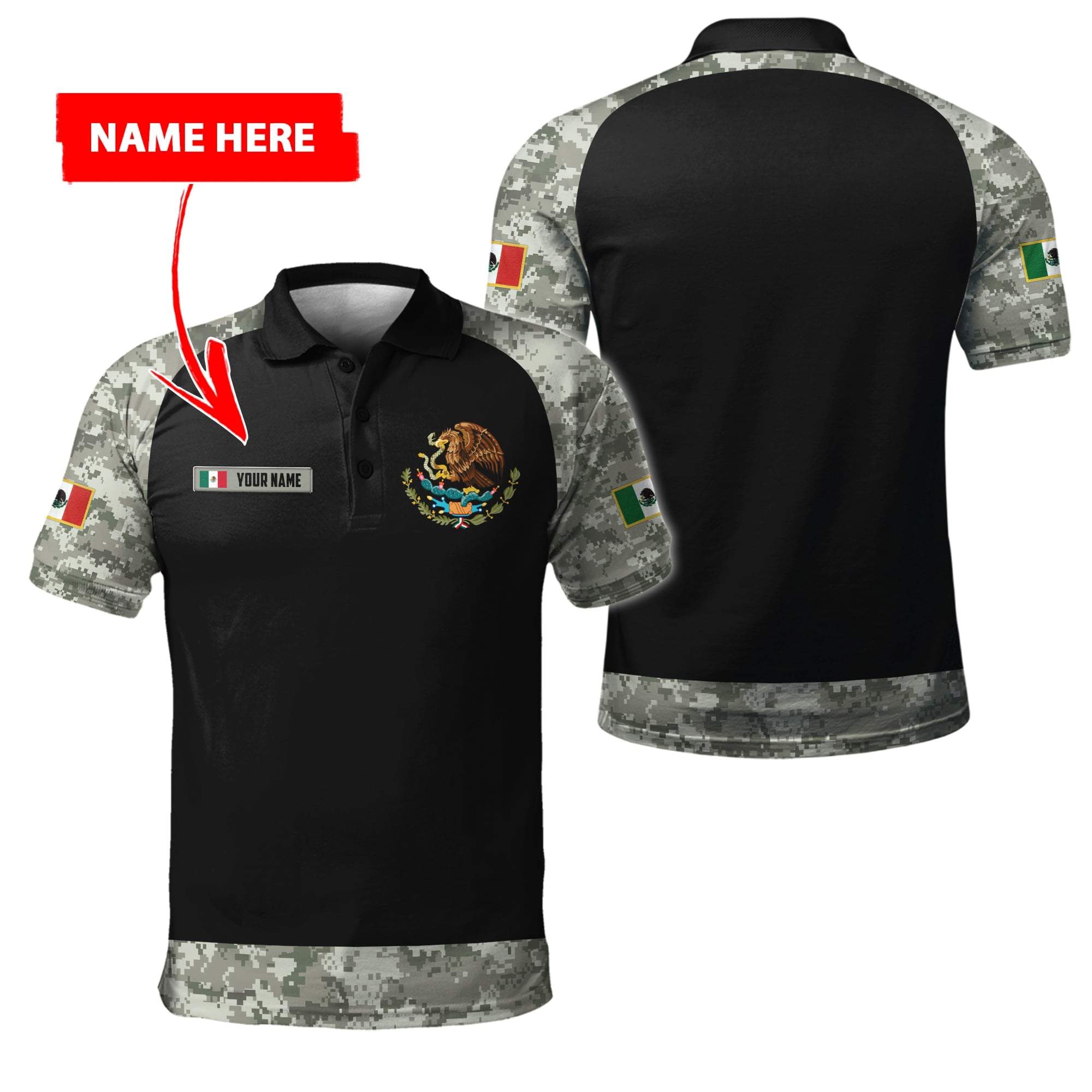 Mexico Coat Of Arms no03 Personalized Name 3D Unisex Hoodie