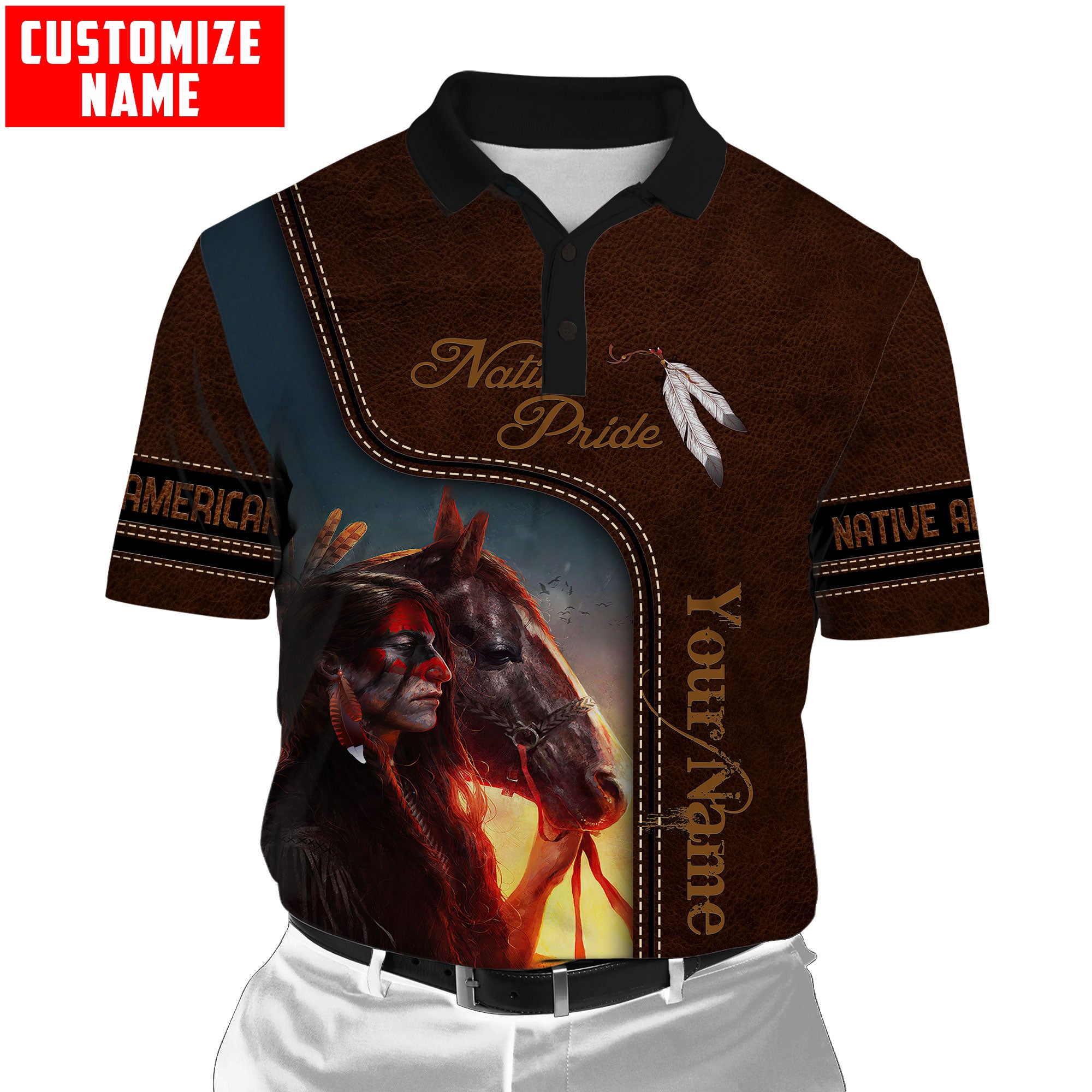 Customized name Native American 3D All Over Printed Unisex Shirts