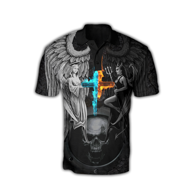 Skull, Angel And Demon 3D Over Printed Shirt For Men And Women MH28012125