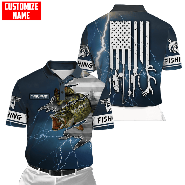 Northern Pike Fishing US Flag Custom name fishing shirts for men and women