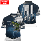 Largemouth Bass Fishing US Flag Custom name fishing shirts for men and women