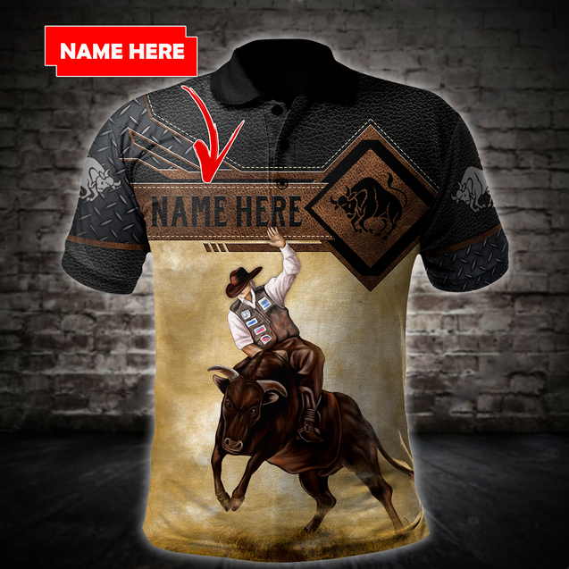 Personalized Name Bull Riding 3D All Over Printed Unisex Shirts Cowboy Up