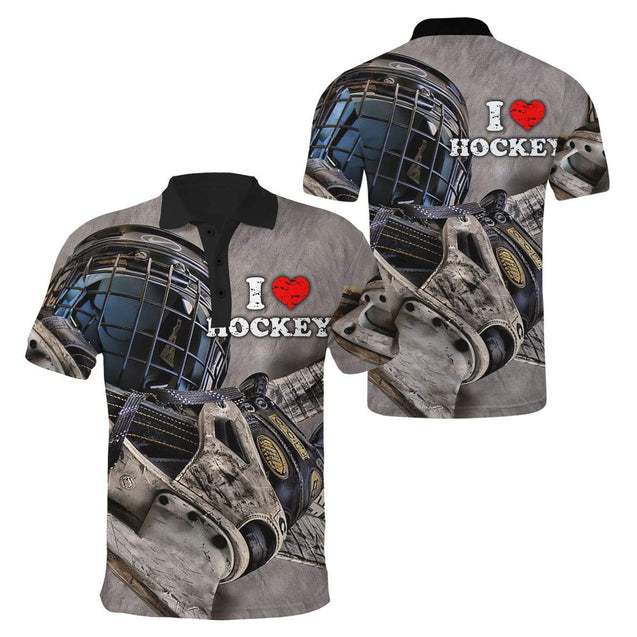 3D All Over Printed I Love Hockey  Unisex Shirts