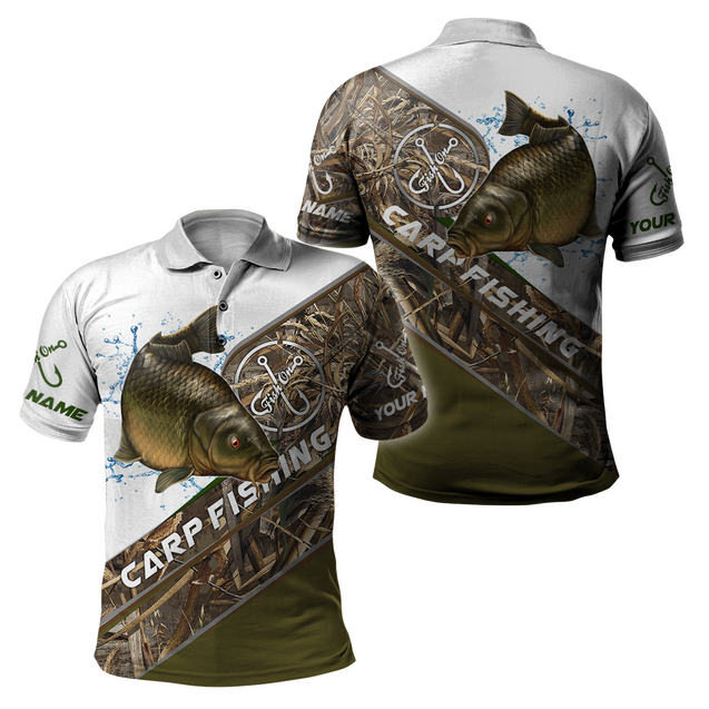 Custom name Carp Fishing camo 3D print shirts