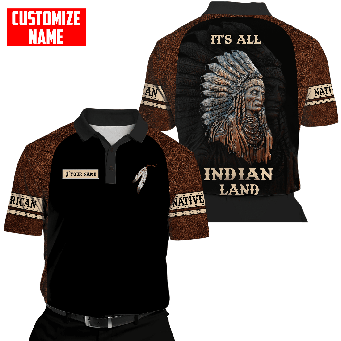 Customized name Native American 3D All Over Printed Unisex Shirts