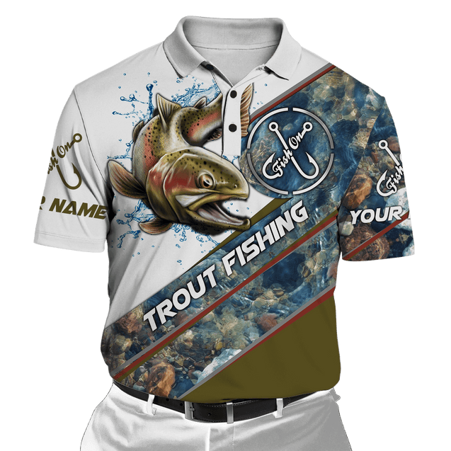 Custom name Trout-Salmon Fishing Underwater Camo 3D painting printed shirts