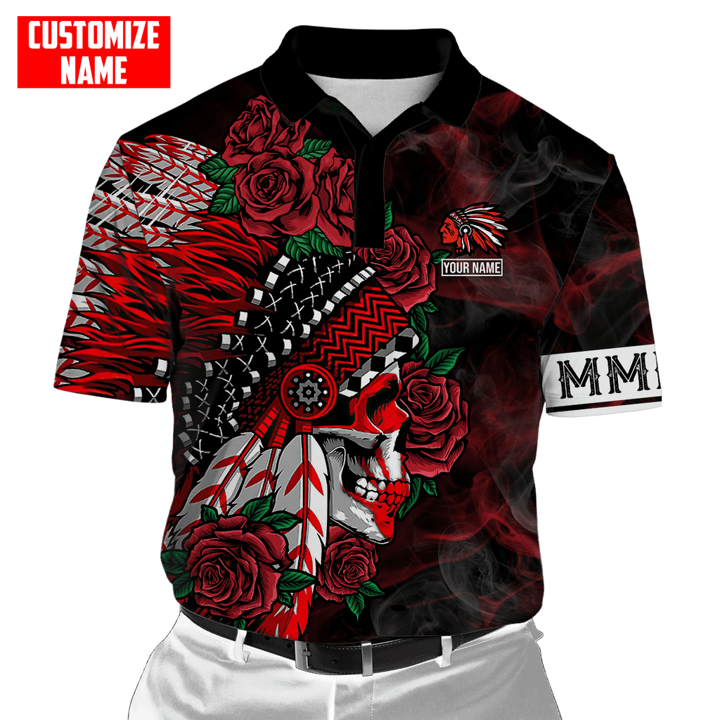 Customized name Native American Chief Skull MMIW Red Hand 3D All Over Printed Shirts