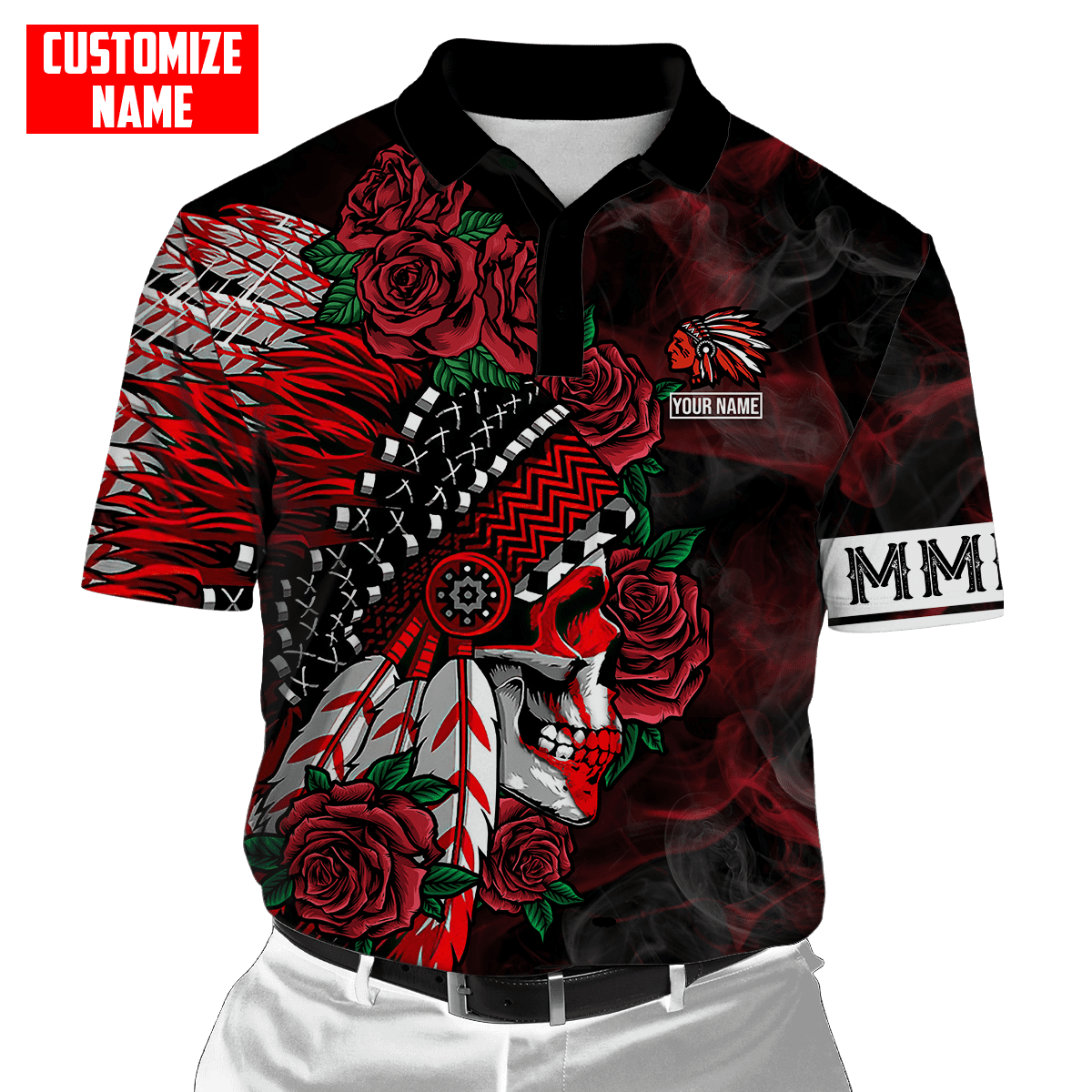 Customized name Native American Chief Skull MMIW Red Hand 3D All Over Printed Shirts