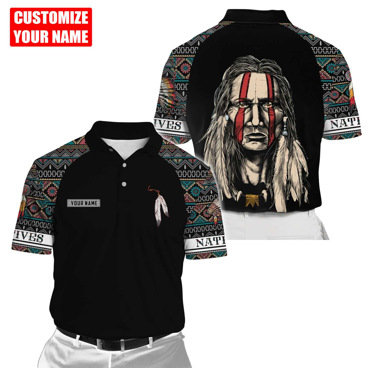 Customized name Native American 3D All Over Printed Unisex Shirts