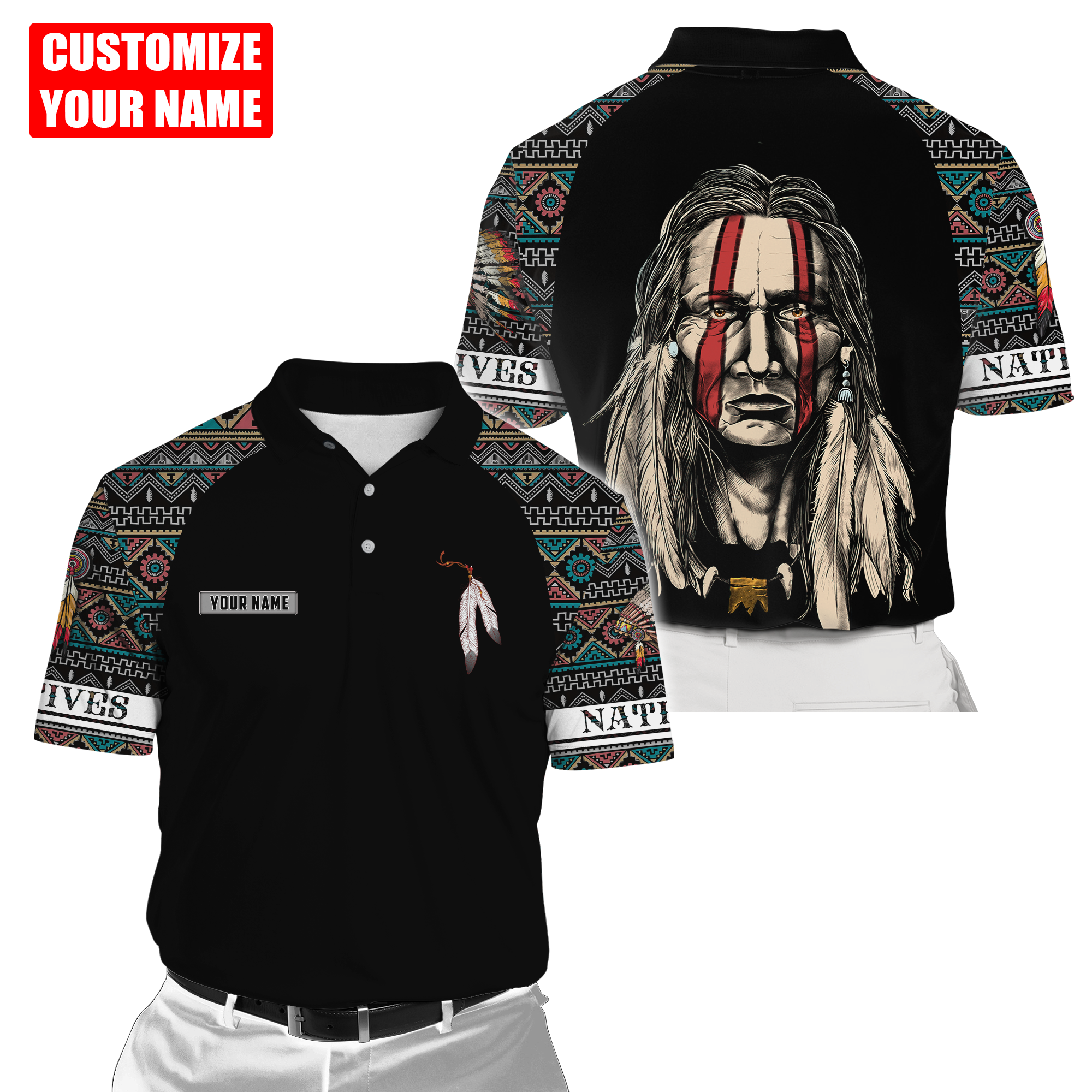 Customized name Native American 3D All Over Printed Unisex Shirts