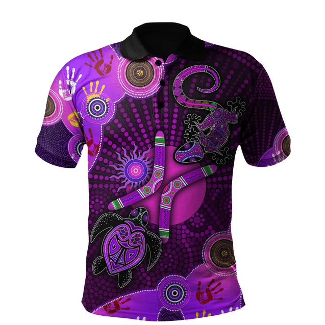 Aboriginal Naidoc Week 2021 Purple Turtle Lizard Sun Polo