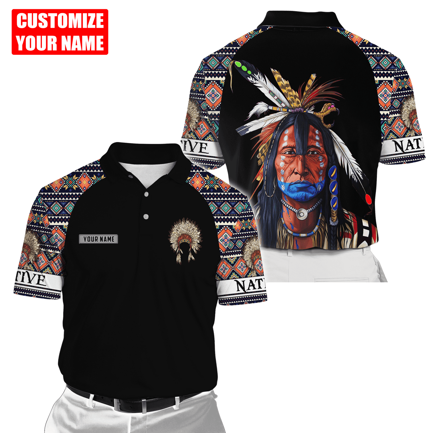 Customized Name Native American 3D All Over Printed Unisex Shirts