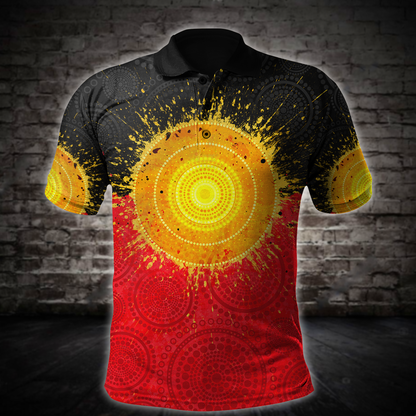 Aboriginal Flag Indigenous Sun Painting Art 3D design shirts