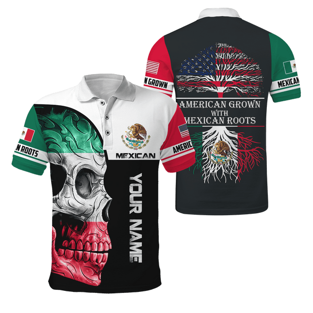 Mexican Skull-American Grown With American Roots 3D All Over Printed Shirts DQB10092003