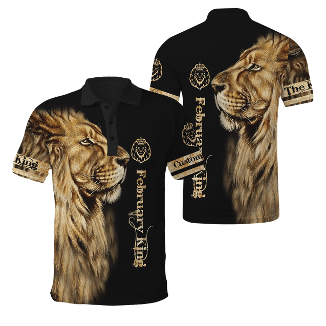 Custom Name February King Lion  3D All Over Printed  Unisex Shirt