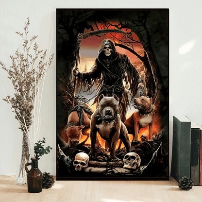 Skull And Pitbull Poster Vertical 3D Printed