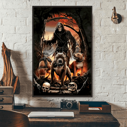 Skull And Pitbull Poster Vertical 3D Printed
