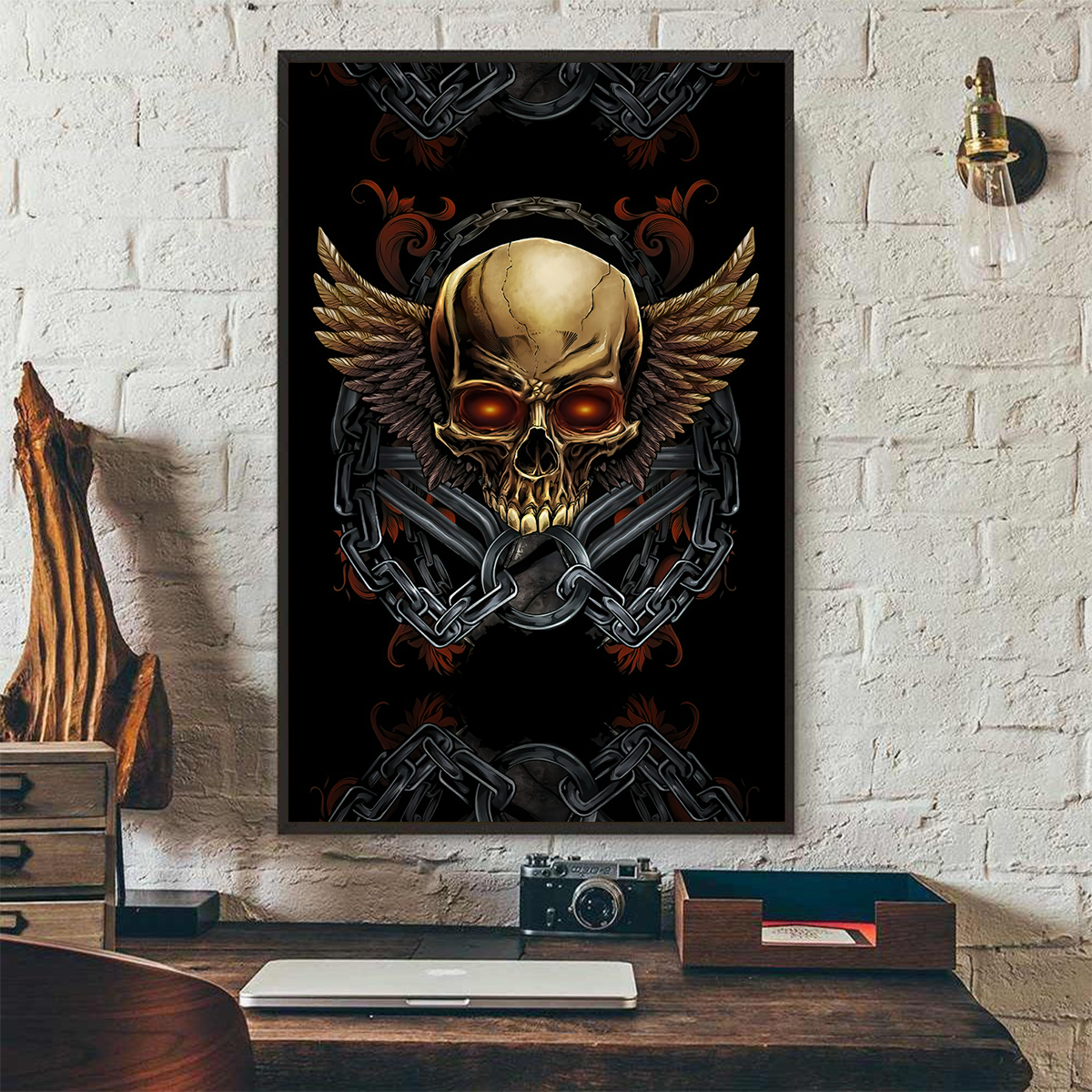 Skull Poster Vertical 3D Printed