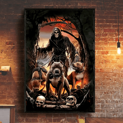 Skull And Pitbull Poster Vertical 3D Printed