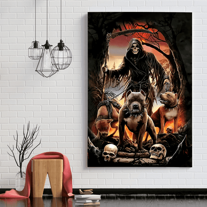Skull And Pitbull Poster Vertical 3D Printed