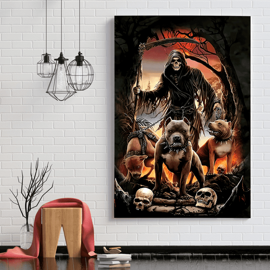Skull And Pitbull Poster Vertical 3D Printed