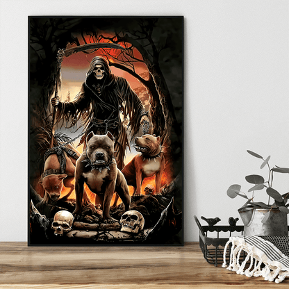 Skull And Pitbull Poster Vertical 3D Printed