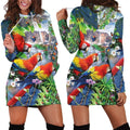 All Over Printed Parrots Hoodie Dress H2399B-Apparel-HbArts-Hoodie Dress-S-Vibe Cosy™