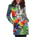 All Over Printed Parrots Hoodie Dress H2399B-Apparel-HbArts-Hoodie Dress-S-Vibe Cosy™