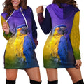 All Over Printed Parrots Hoodie Dress H2169B-Apparel-HbArts-Hoodie Dress-S-Vibe Cosy™