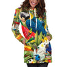 All Over Printed Parrots Hoodie Dress-Apparel-HbArts-Hoodie Dress-S-Vibe Cosy™