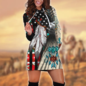 Native American 3D All Over Printed Hoodie Dress