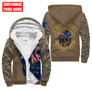 Custom name Australia Army Brothers in arms AU 3D Fleece Zip-Up