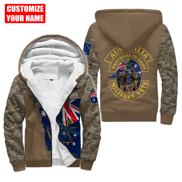 Custom name Australia Army Brothers in arms AU 3D Fleece Zip-Up