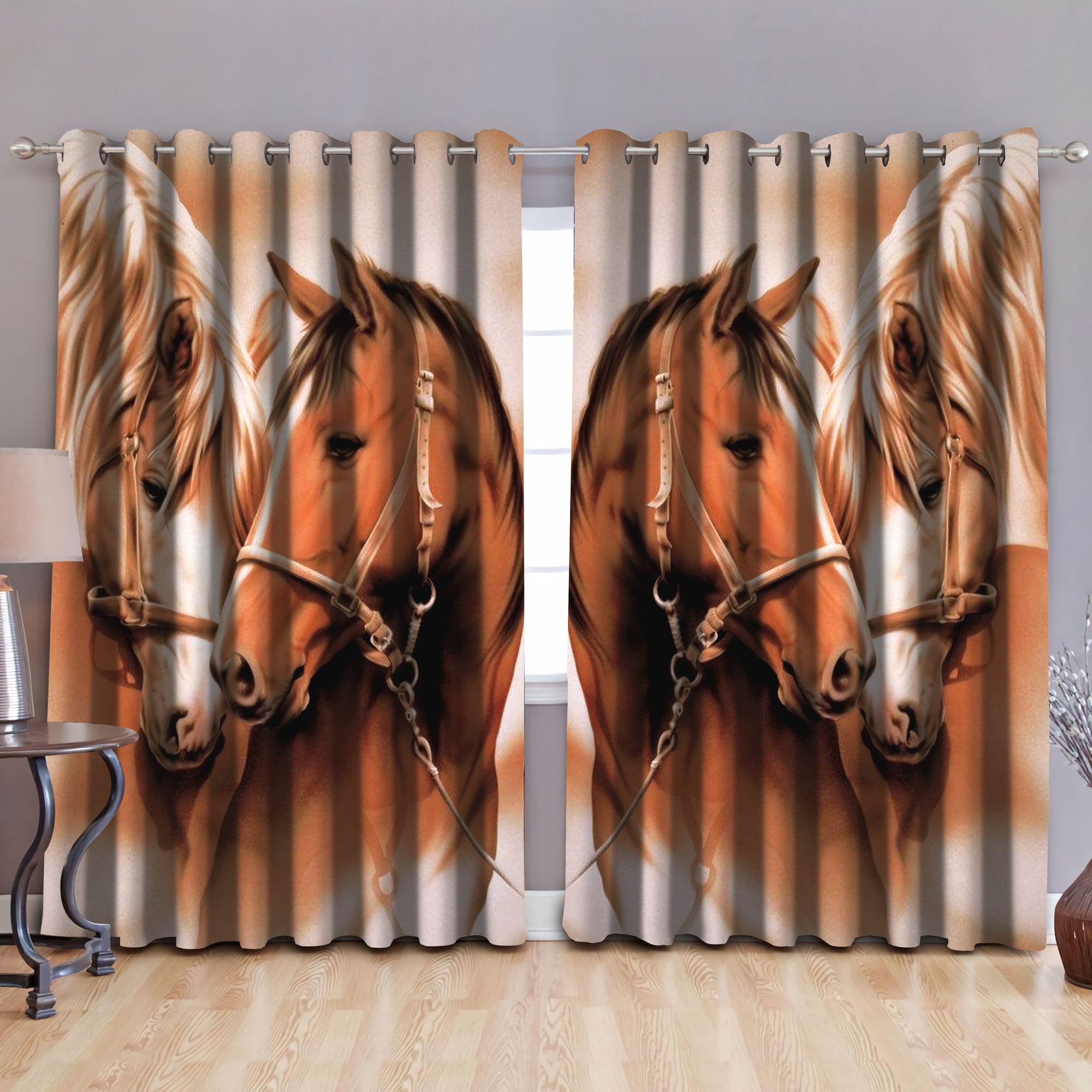 Baby & Mom Horse Art Blackout Thermal Grommet Window Curtains Pi090506 NM-NM-52'' x 63''-Vibe Cosy™