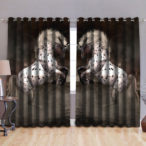 Black & White Horse Art Blackout Thermal Grommet Window Curtains Pi090509 NM-NM-52'' x 63''-Vibe Cosy™