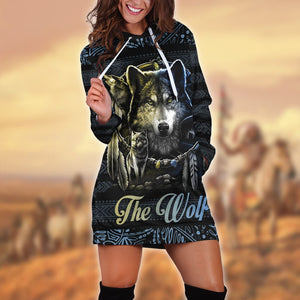 Wolf Native American 3D All Over Printed Hoodie Dress