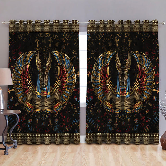 Ancient Egyptian Anubis Blackout Thermal Grommet Window Curtains Pi25062005-Curtains-MP-52'' x 63''-Vibe Cosy™