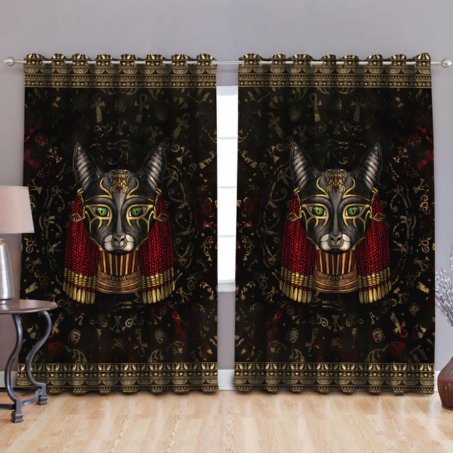 Ancient Egyptian Anubis Blackout Thermal Grommet Window Curtains Pi25062006-Curtains-MP-52'' x 63''-Vibe Cosy™