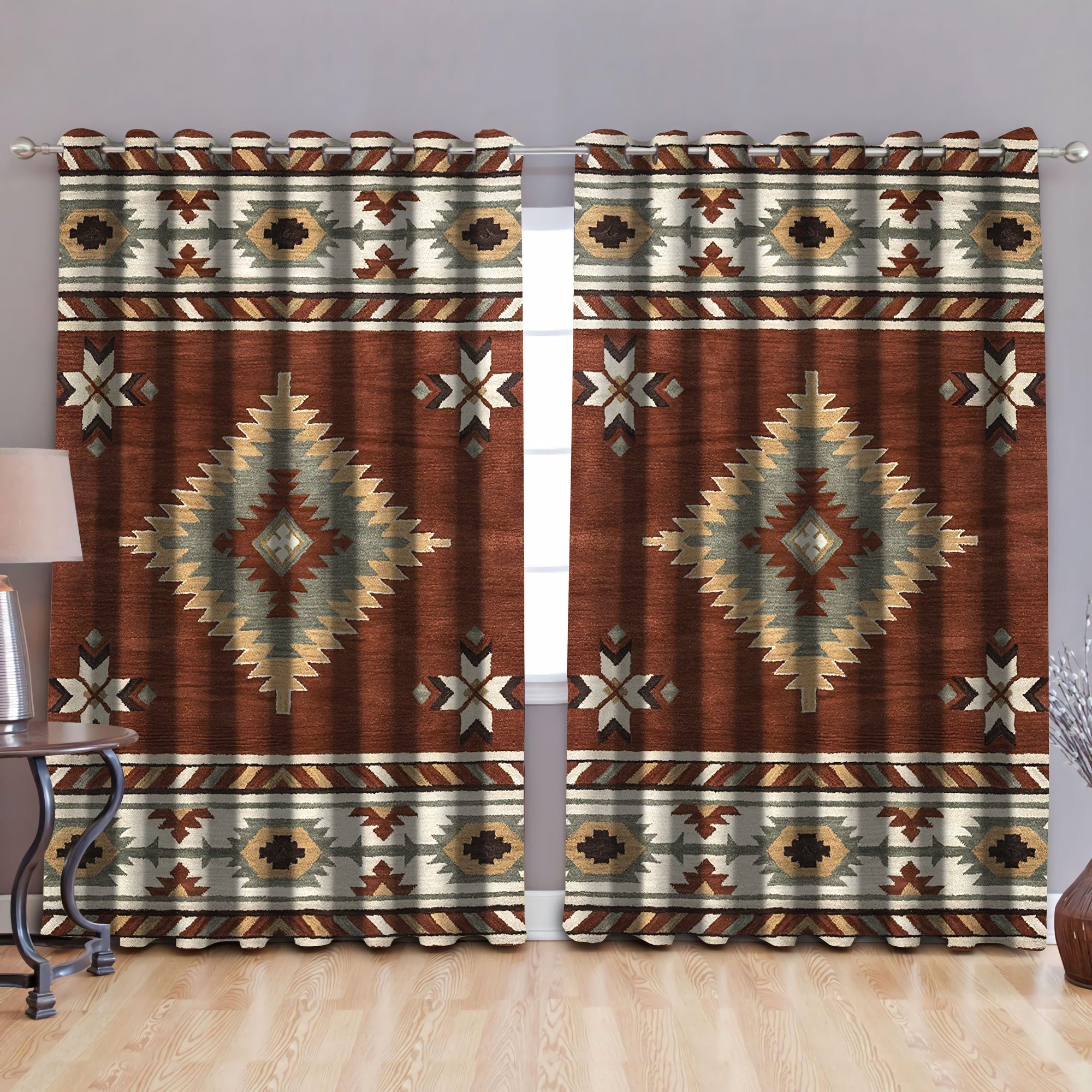 Native American Pattern Blackout Thermal Grommet Window Curtains Pi30052023-Curtains-MP-52'' x 63''-Vibe Cosy™