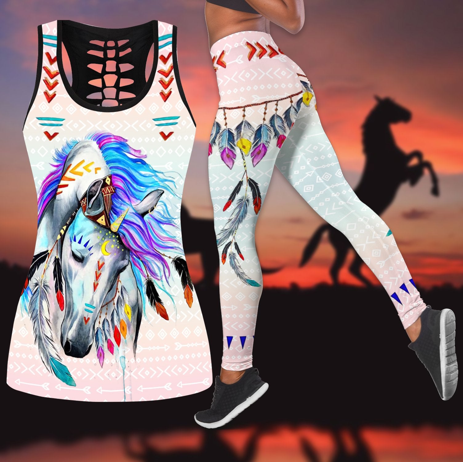 Beautiful Horse Combo Tank + Legging PiC060105A-Apparel-TA-S-S-Vibe Cosy™