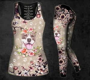 Pitbull Flower Crown outfit combo set Legging NNK031901-Apparel-TA-S-S-Vibe Cosy™