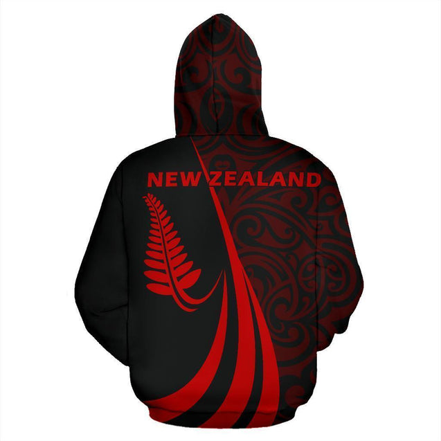 New Zealand Maori Silver Fern Hoodie Red PL149-Apparel-PL8386-Hoodie-S-Vibe Cosy™