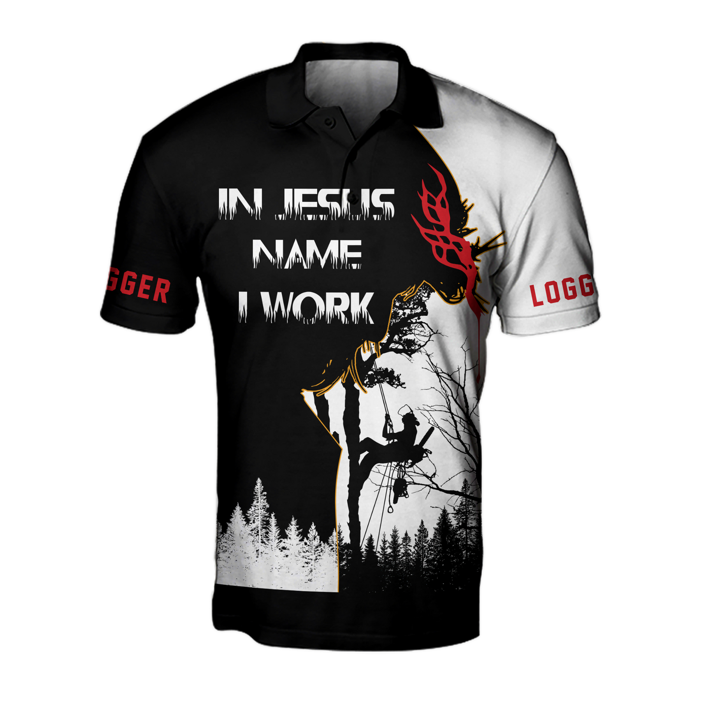 In Jesus Name I Work Logger Unisex Shirts Pi17102003