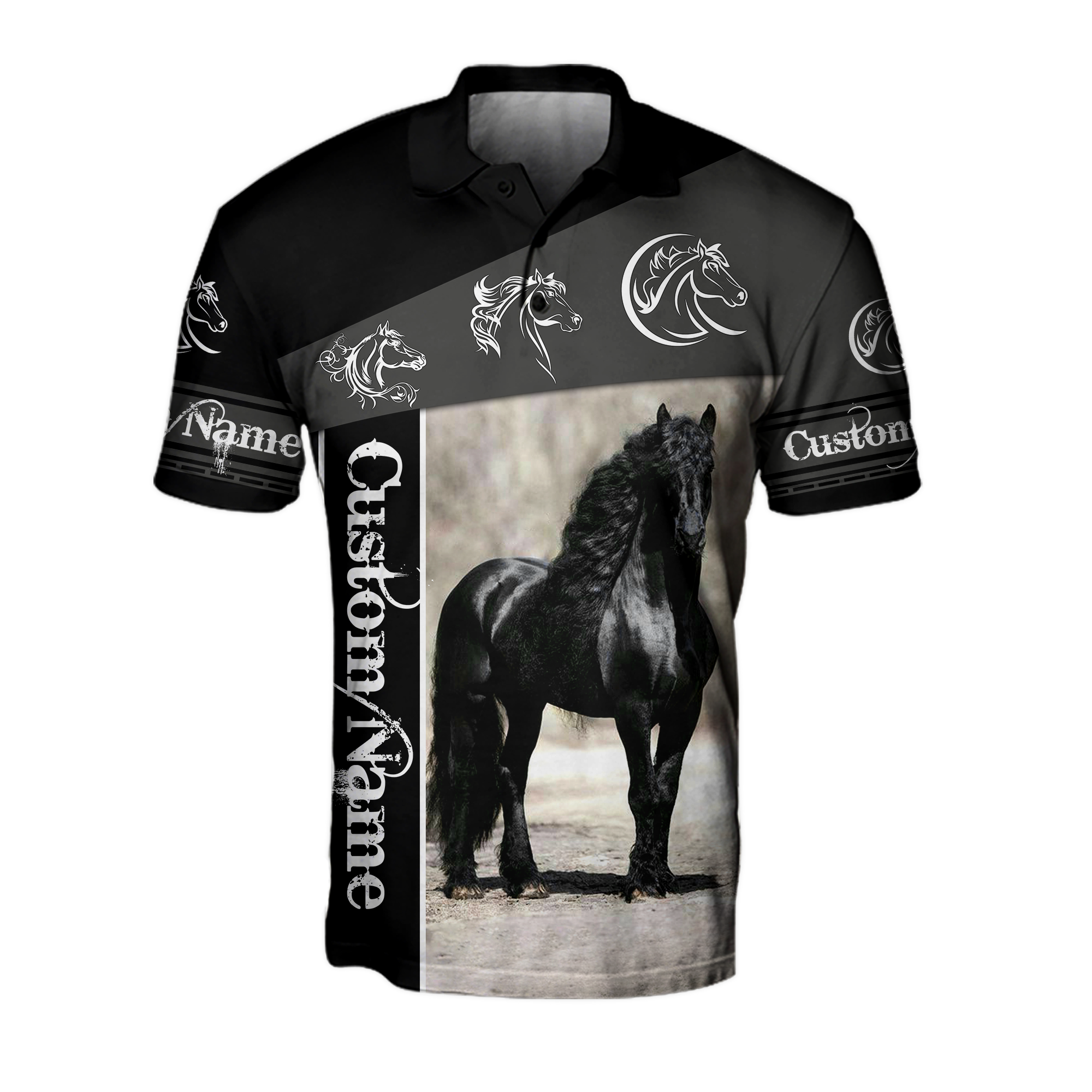 Black Horse Custom Name 3D All Over Printed Shirts TA09252001S